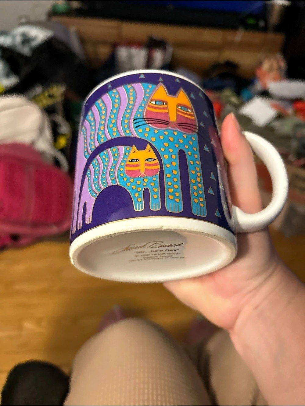 Laurel Burch Mr. Jio's Cat Mug Blue & Purple